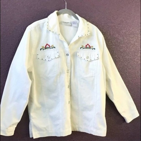 Michael Simon Jackets & Blazers - Michael Simon Embroidered Floral Denim Jacket SZ S